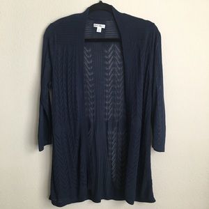 Croft & Barrow Navy Long Lace Cardigan 3/4 sleeve